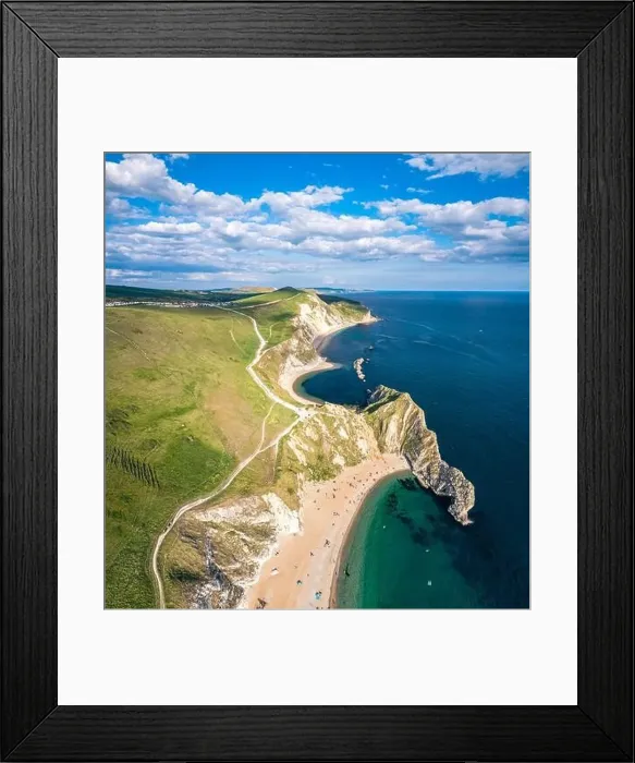 Framed Print : White Cliffs over Jurassic Coast and Durdle Door, Wareham, Dorset, England, Europe Framed Print : White Cliffs over Jurassic Coast and Durdle Door, Wareham, Dorset, England, Europe