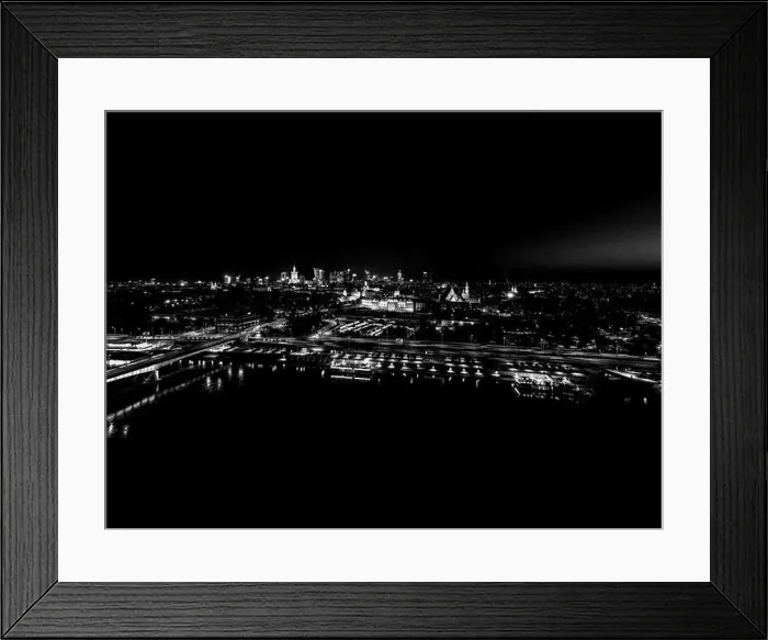 Framed Print : Black and white Aerial view of old buildings Framed Print : Black and white Aerial view of old buildings