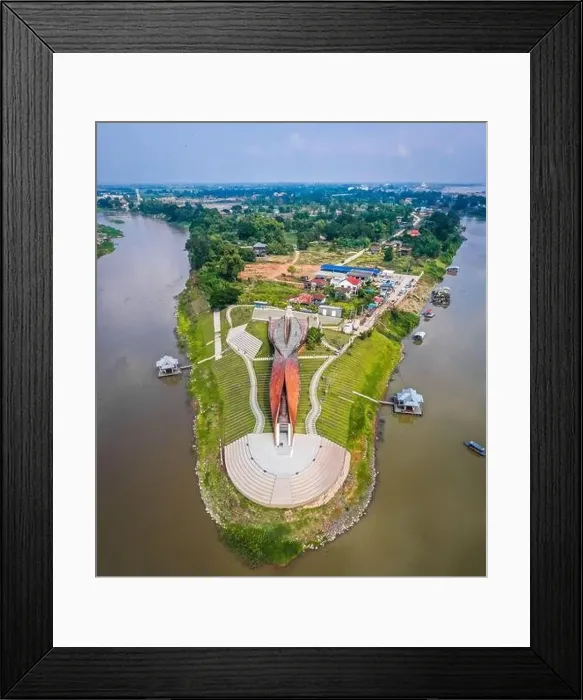 Framed Print : Aerial view of Pa San bridge (or Pasan bridge) on the Chao Phraya River in Nakhon Sawan, Thailand Framed Print : Aerial view of Pa San bridge (or Pasan bridge) on the Chao Phraya River in Nakhon Sawan, Thailand