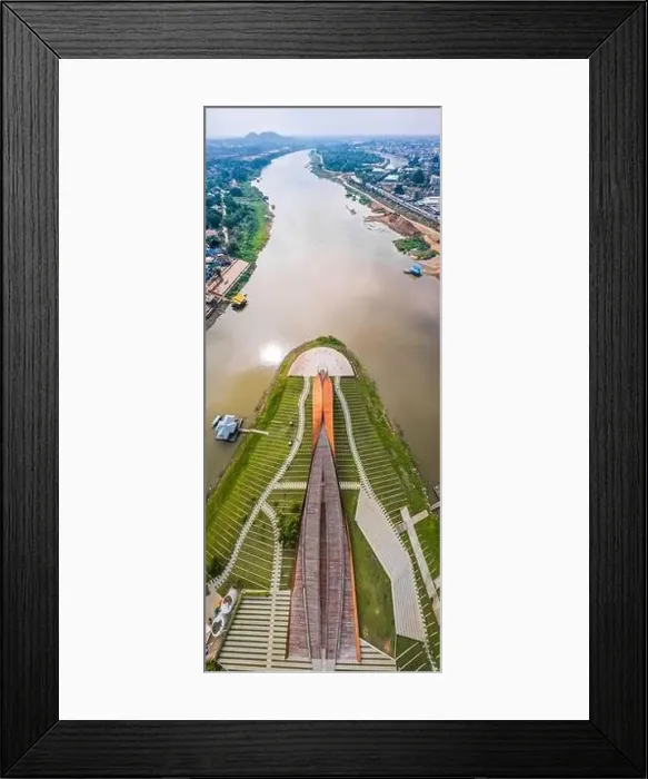 Framed Print : Aerial view of Pa San bridge (or Pasan bridge) on the Chao Phraya River in Nakhon Sawan, Thailand Framed Print : Aerial view of Pa San bridge (or Pasan bridge) on the Chao Phraya River in Nakhon Sawan, Thailand
