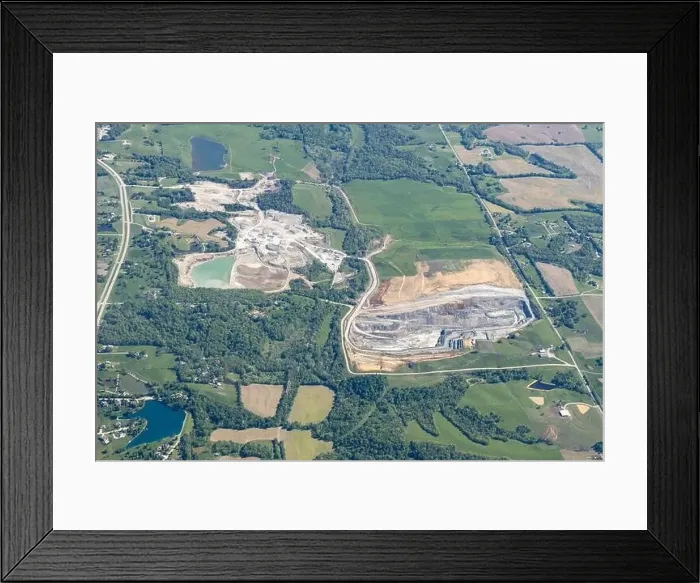 Framed Print : Aerial view of large quarry in Missouri, USA Framed Print : Aerial view of large quarry in Missouri, USA