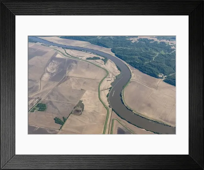 Framed Print : Aerial view of Missouri River near St. Joseph, MO Framed Print : Aerial view of Missouri River near St. Joseph, MO