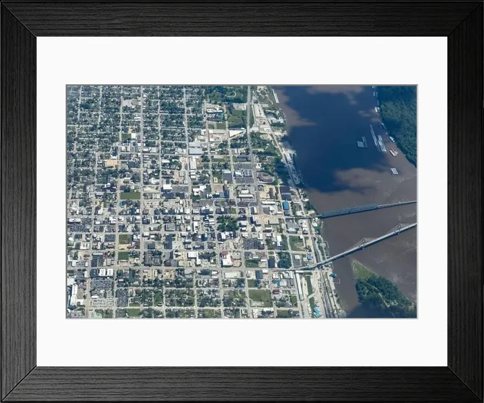 Framed Print : Aerial view of downtown area of Quincy, Illinois, USA Framed Print : Aerial view of downtown area of Quincy, Illinois, USA