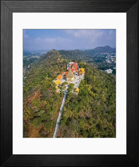 Framed Print : Aerial view of Wat Sangkat Rattana Khiri temple in Uthai Thani, Thailand Framed Print : Aerial view of Wat Sangkat Rattana Khiri temple in Uthai Thani, Thailand