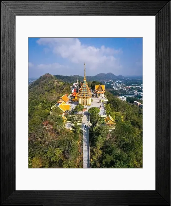 Framed Print : Aerial view of Wat Sangkat Rattana Khiri temple in Uthai Thani, Thailand Framed Print : Aerial view of Wat Sangkat Rattana Khiri temple in Uthai Thani, Thailand