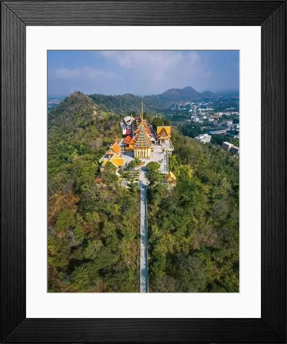Framed Print : Aerial view of Wat Sangkat Rattana Khiri temple in Uthai Thani, Thailand Framed Print : Aerial view of Wat Sangkat Rattana Khiri temple in Uthai Thani, Thailand