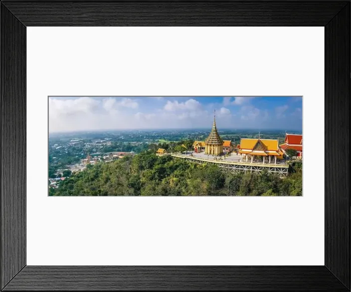 Framed Print : Aerial view of Wat Sangkat Rattana Khiri temple in Uthai Thani, Thailand