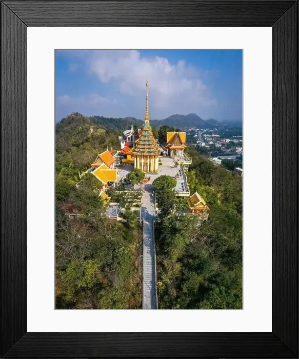 Framed Print : Aerial view of Wat Sangkat Rattana Khiri temple in Uthai Thani, Thailand Framed Print : Aerial view of Wat Sangkat Rattana Khiri temple in Uthai Thani, Thailand