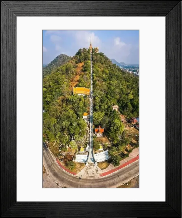 Framed Print : Aerial view of Wat Sangkat Rattana Khiri temple in Uthai Thani, Thailand Framed Print : Aerial view of Wat Sangkat Rattana Khiri temple in Uthai Thani, Thailand