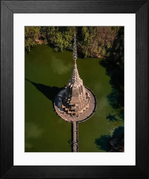 Framed Print : Aerial view of Wat Huai Kaeo or Wat Huay Kaew pagoda temple in Lopburi, Thailand Framed Print : Aerial view of Wat Huai Kaeo or Wat Huay Kaew pagoda temple in Lopburi, Thailand