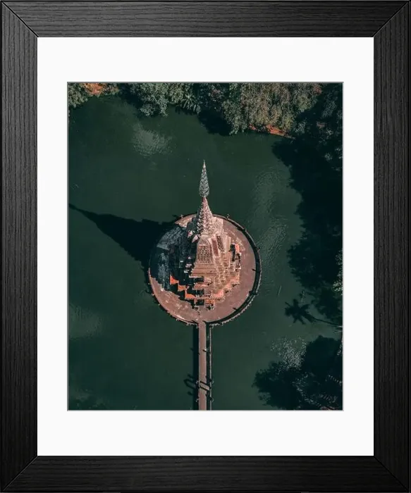 Framed Print : Aerial view of Wat Huai Kaeo or Wat Huay Kaew pagoda temple in Lopburi, Thailand Framed Print : Aerial view of Wat Huai Kaeo or Wat Huay Kaew pagoda temple in Lopburi, Thailand