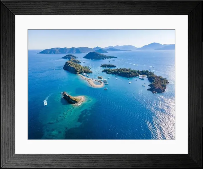 Framed Print : Göcek Yassıca Islands shot with drone from above Göcek, Muğla - Turkey Framed Print : Göcek Yassıca Islands shot with drone from above Göcek, Muğla - Turkey