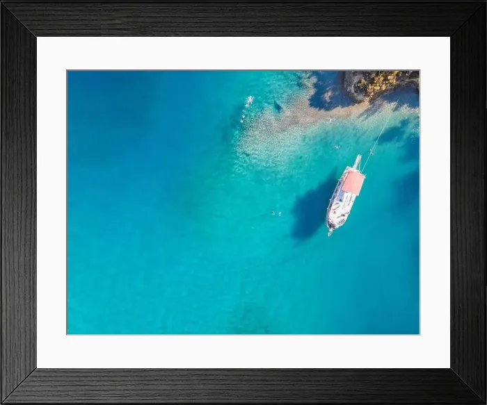 Framed Print : People swimming around the tour boat anchored in Göcek bays, Muğla - Turkey Framed Print : People swimming around the tour boat anchored in Göcek bays, Muğla - Turkey