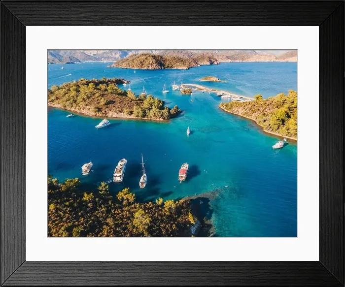 Framed Print : Göcek Yassıca Islands shot with drone from above Göcek, Muğla - Turkey Framed Print : Göcek Yassıca Islands shot with drone from above Göcek, Muğla - Turkey