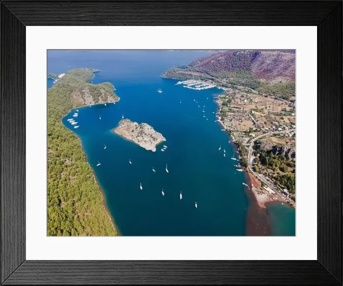 Framed Print : Bird's eye view of Kızkumu beach shot with drone. Marmaris, Turkey Framed Print : Bird's eye view of Kızkumu beach shot with drone. Marmaris, Turkey