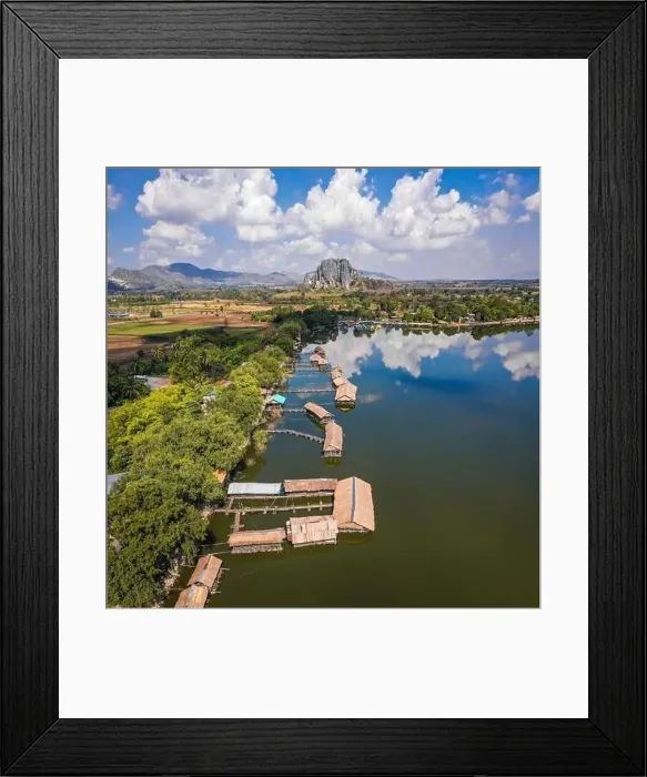 Framed Print : Aerial view of Sub Lek Reservoir, lake in LopBuri, Thailand Framed Print : Aerial view of Sub Lek Reservoir, lake in LopBuri, Thailand