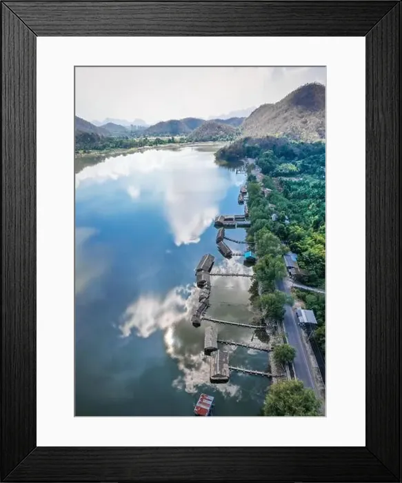 Framed Print : Aerial view of Sub Lek Reservoir, lake in LopBuri, Thailand Framed Print : Aerial view of Sub Lek Reservoir, lake in LopBuri, Thailand