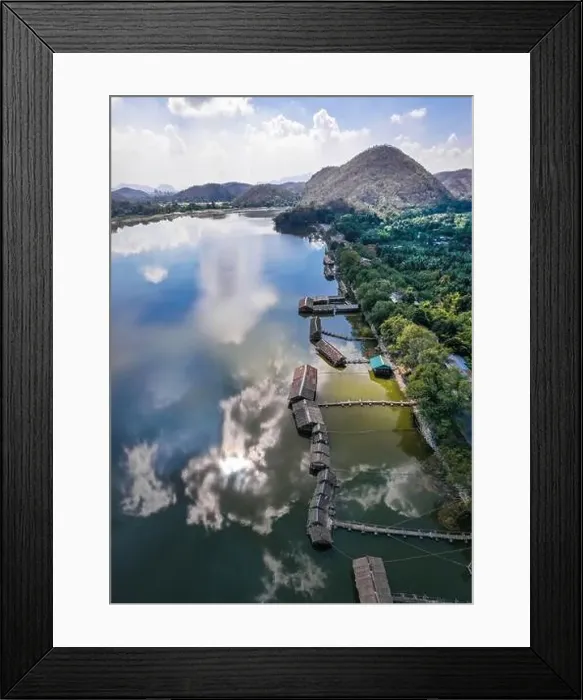 Framed Print : Aerial view of Sub Lek Reservoir, lake in LopBuri, Thailand Framed Print : Aerial view of Sub Lek Reservoir, lake in LopBuri, Thailand