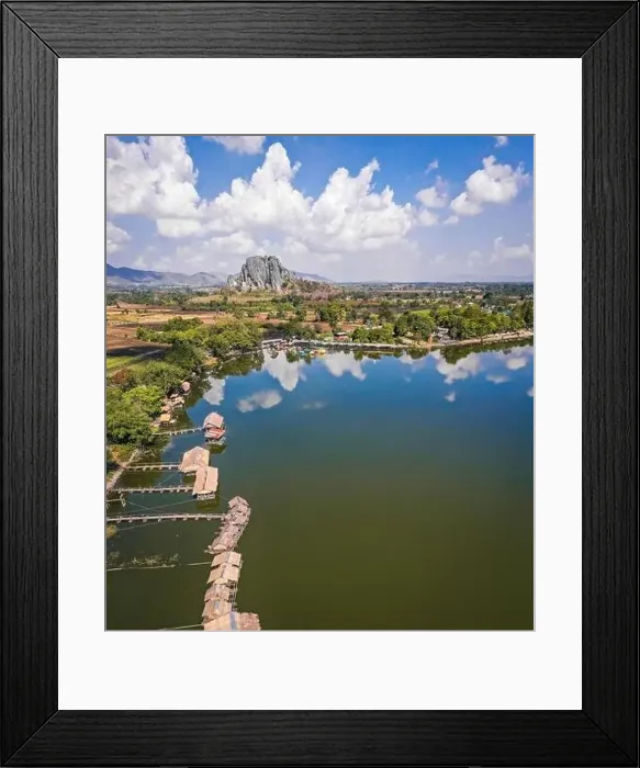 Framed Print : Aerial view of Sub Lek Reservoir, lake in LopBuri, Thailand Framed Print : Aerial view of Sub Lek Reservoir, lake in LopBuri, Thailand