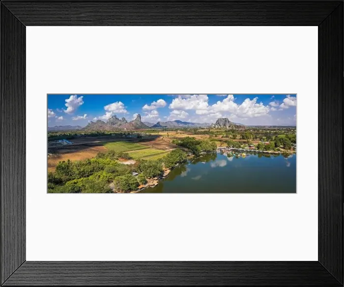 Framed Print : Aerial view of Sub Lek Reservoir, lake in LopBuri, Thailand Framed Print : Aerial view of Sub Lek Reservoir, lake in LopBuri, Thailand
