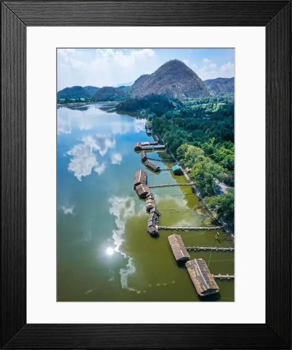 Framed Print : Aerial view of Sub Lek Reservoir, lake in LopBuri, Thailand Framed Print : Aerial view of Sub Lek Reservoir, lake in LopBuri, Thailand