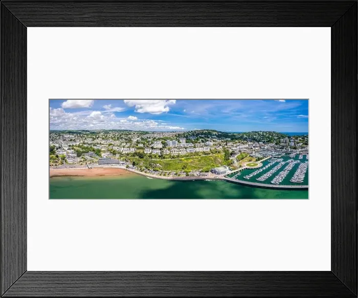 Framed Print : Panorama over English Riviera from a drone, Torquay, Devon, England, Europe Framed Print : Panorama over English Riviera from a drone, Torquay, Devon, England, Europe