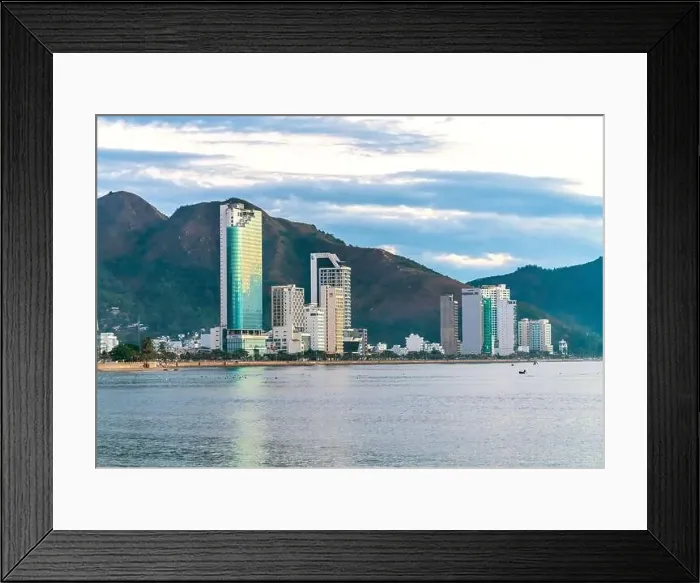 Framed Print : The coastal city of Nha Trang seen from above in the morning Framed Print : The coastal city of Nha Trang seen from above in the morning