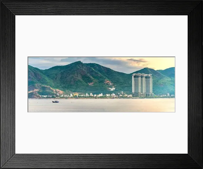 Framed Print : The coastal city of Nha Trang seen from above in the morning Framed Print : The coastal city of Nha Trang seen from above in the morning