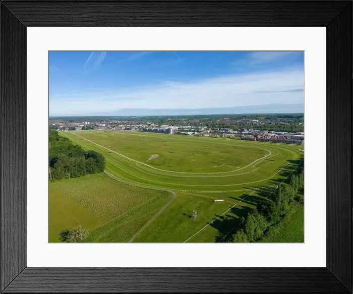 Framed Print : Aerial view over Newbury Racecourse Framed Print : Aerial view over Newbury Racecourse