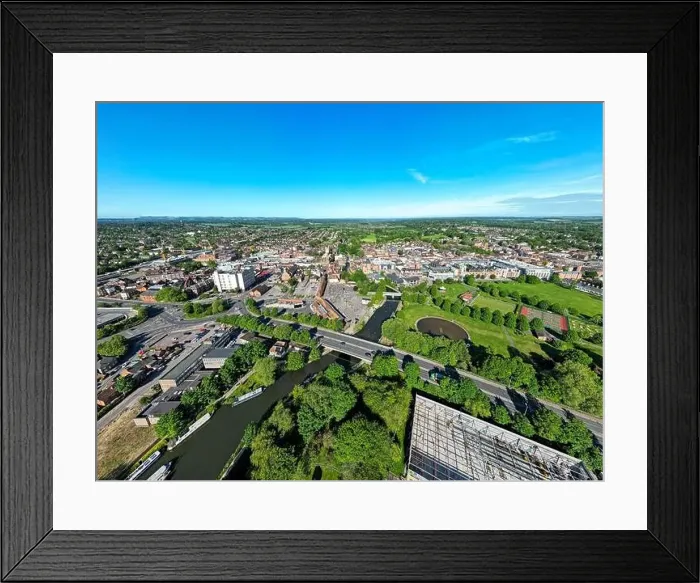 Framed Print : Aerial view of Newbury Town from the Victoria Park facing West Framed Print : Aerial view of Newbury Town from the Victoria Park facing West