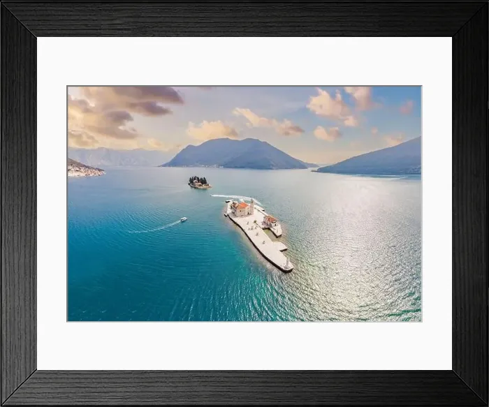 Framed Print : Picturesque island st. George and temple Gospa od Skrpela Framed Print : Picturesque island st. George and temple Gospa od Skrpela