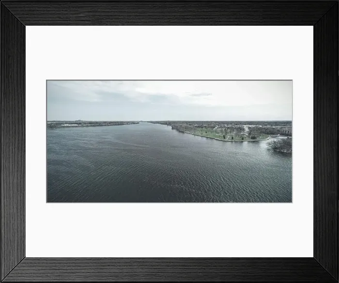 Framed Print : Winter has left and springtime has arrived. A view of the fox river with a graphite theme Framed Print : Winter has left and springtime has arrived. A view of the fox river with a graphite theme