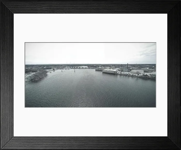 Framed Print : Winter has left and springtime has arrived. A view of the fox river with a graphite theme Framed Print : Winter has left and springtime has arrived. A view of the fox river with a graphite theme