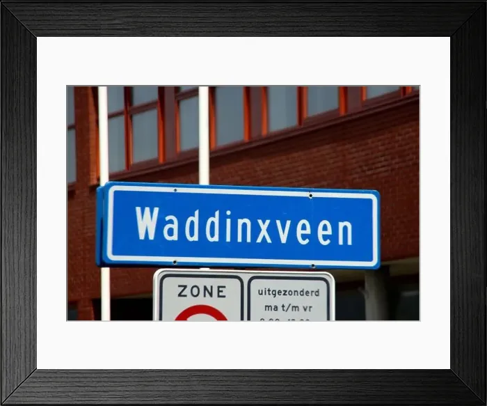 Framed Print : Sign of Waddinxveen at the residential zone of the town in the Netherlands Framed Print : Sign of Waddinxveen at the residential zone of the town in the Netherlands
