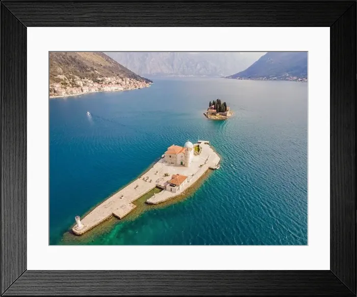 Framed Print : Picturesque island st. George and temple Gospa od Skrpela Framed Print : Picturesque island st. George and temple Gospa od Skrpela