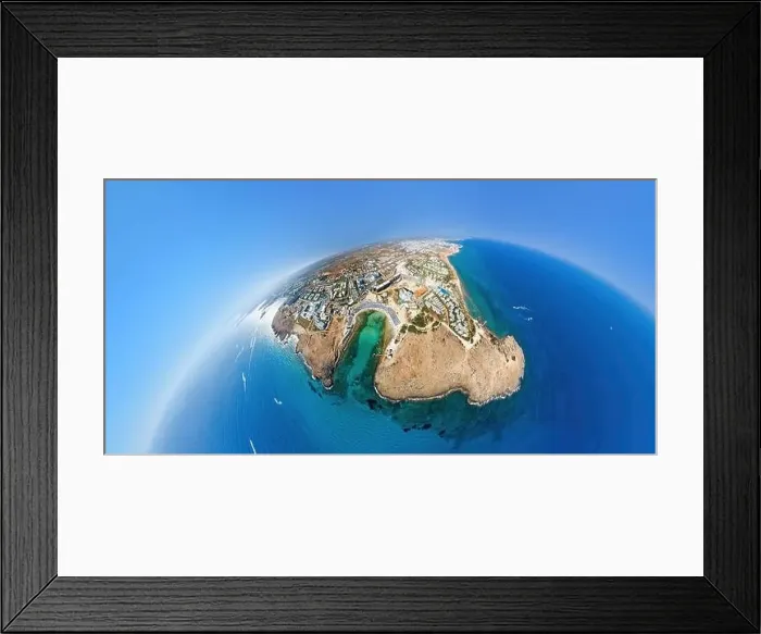 Framed Print : Aerial view of Ayia Napa and Sandy Bay beach. Famagusta District, Cyprus Framed Print : Aerial view of Ayia Napa and Sandy Bay beach. Famagusta District, Cyprus