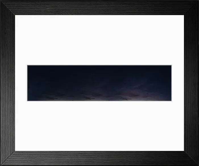 Framed Print : Dark blue sky panorama after sunset with Cirrus clouds
