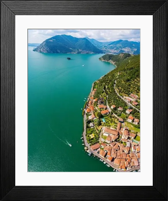 Framed Print : Iseo Lake (IT), Peschiera Maraglio, aerial view Framed Print : Iseo Lake (IT), Peschiera Maraglio, aerial view