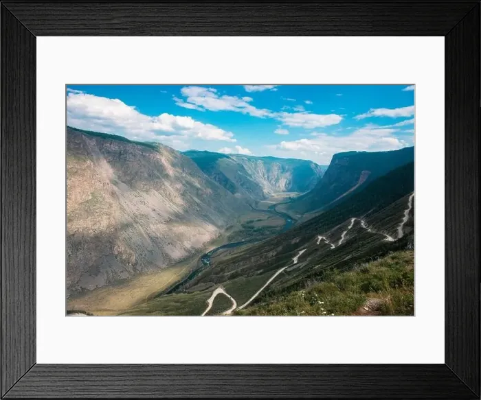 Framed Print : Katu Yaryk mountain pass and the valley of the river of Chulyshman. Altai Republic, Russia, beautiful summer day Framed Print : Katu Yaryk mountain pass and the valley of the river of Chulyshman. Altai Republic, Russia, beautiful summer day
