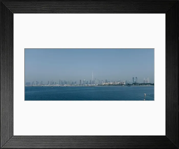 Framed Print : Dubai downtown city landscape view with sea in the front Framed Print : Dubai downtown city landscape view with sea in the front