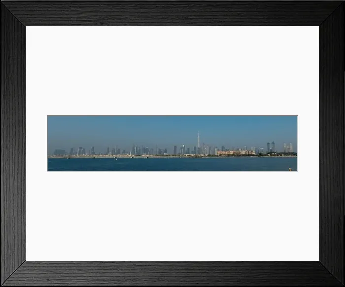 Framed Print : Dubai downtown city landscape view with sea in the front Framed Print : Dubai downtown city landscape view with sea in the front