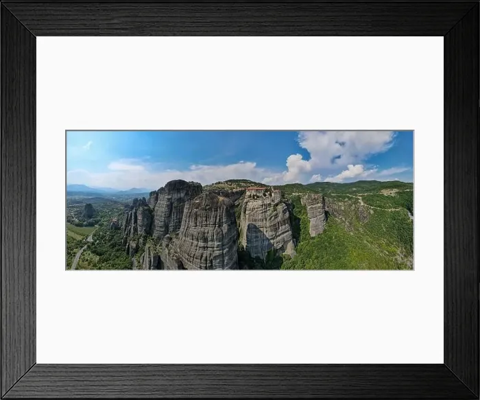 Framed Print : Drone view at the monastery at Meteore on Greece Framed Print : Drone view at the monastery at Meteore on Greece