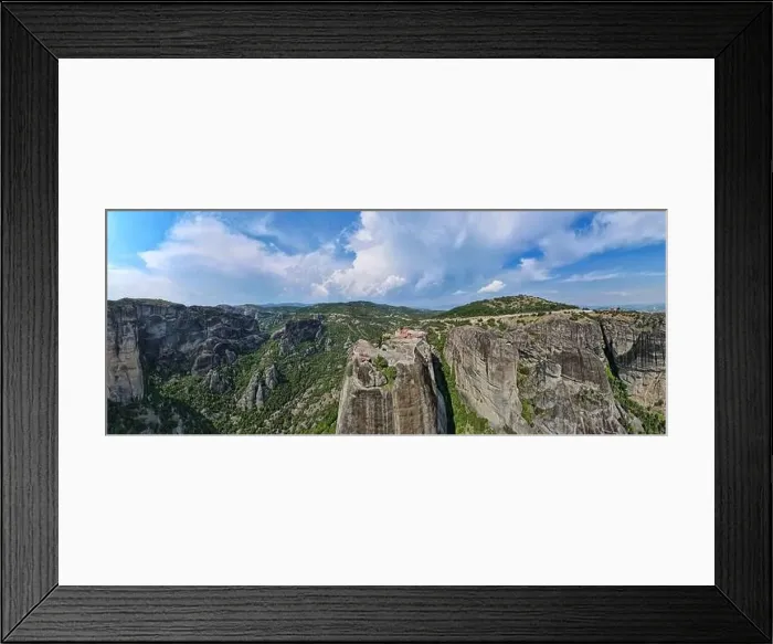 Framed Print : Drone view at the monastery at Meteore on Greece Framed Print : Drone view at the monastery at Meteore on Greece