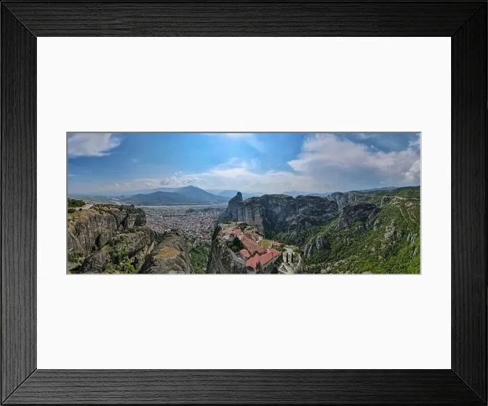 Framed Print : Drone view at the monastery at Meteore on Greece Framed Print : Drone view at the monastery at Meteore on Greece