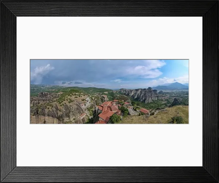 Framed Print : Drone view at the monastery at Meteore on Greece Framed Print : Drone view at the monastery at Meteore on Greece