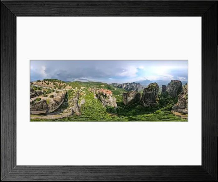 Framed Print : Drone view at the monastery at Meteore on Greece Framed Print : Drone view at the monastery at Meteore on Greece