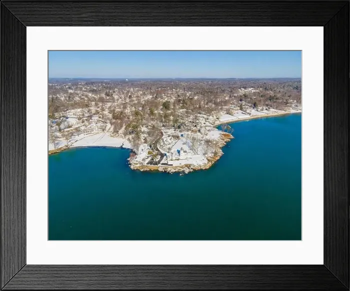 Framed Print : Hospital Point Lighthouse aerial view in winter in Hospital Point in city of Beverly, Massachusetts MA, USA Framed Print : Hospital Point Lighthouse aerial view in winter in Hospital Point in city of Beverly, Massachusetts MA, USA