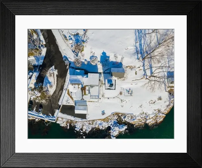 Framed Print : Hospital Point Lighthouse aerial view in winter in Hospital Point in city of Beverly, Massachusetts MA, USA Framed Print : Hospital Point Lighthouse aerial view in winter in Hospital Point in city of Beverly, Massachusetts MA, USA