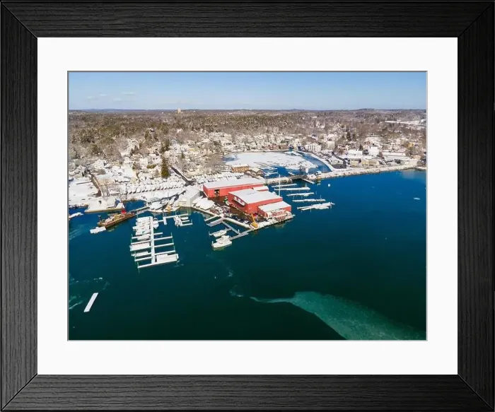 Framed Print : Manchester Marine and harbor aerial view in winter, Manchester by the sea, Cape Ann, Massachusetts MA, USA Framed Print : Manchester Marine and harbor aerial view in winter, Manchester by the sea, Cape Ann, Massachusetts MA, USA
