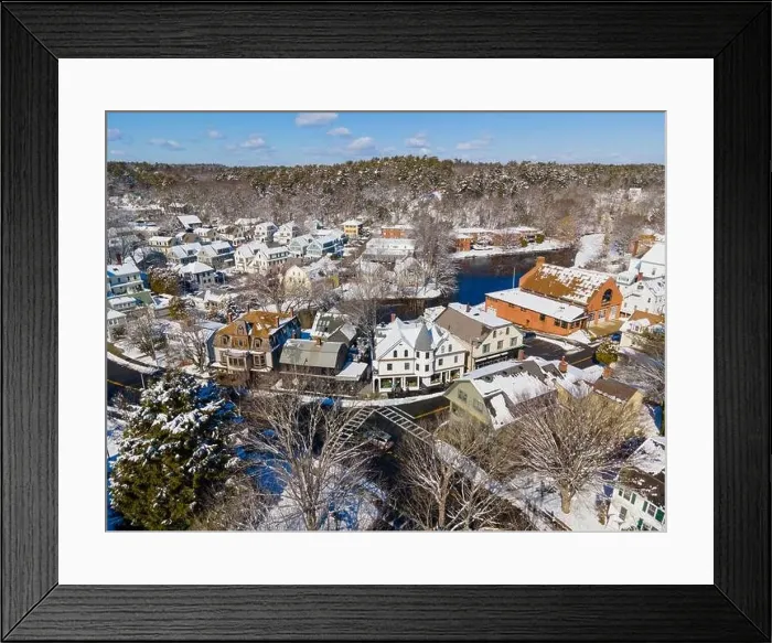 Framed Print : Manchester historic town center and harbor aerial view, Manchester by the sea, Cape Ann, Massachusetts MA, USA Framed Print : Manchester historic town center and harbor aerial view, Manchester by the sea, Cape Ann, Massachusetts MA, USA